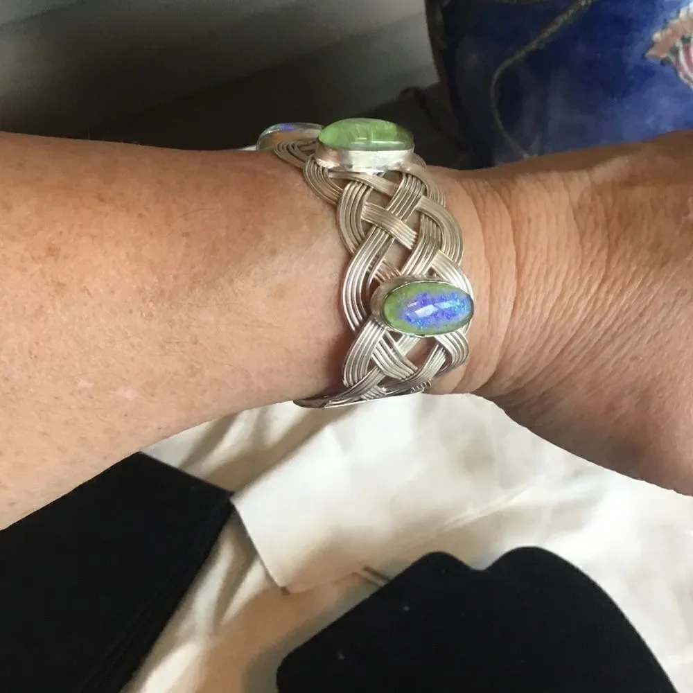 NWOT. Sterling Silver Triplet Opal Woven Bracelet